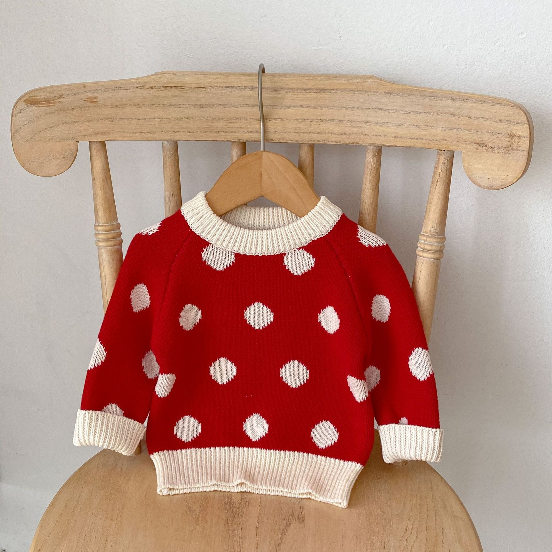 Baby Solid Color Jumpsuit or Dot Graphic Crewneck Sweater-5